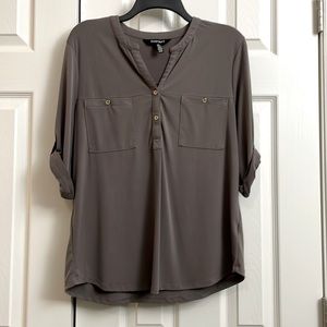 Gray, half length roll up sleeve with button detail